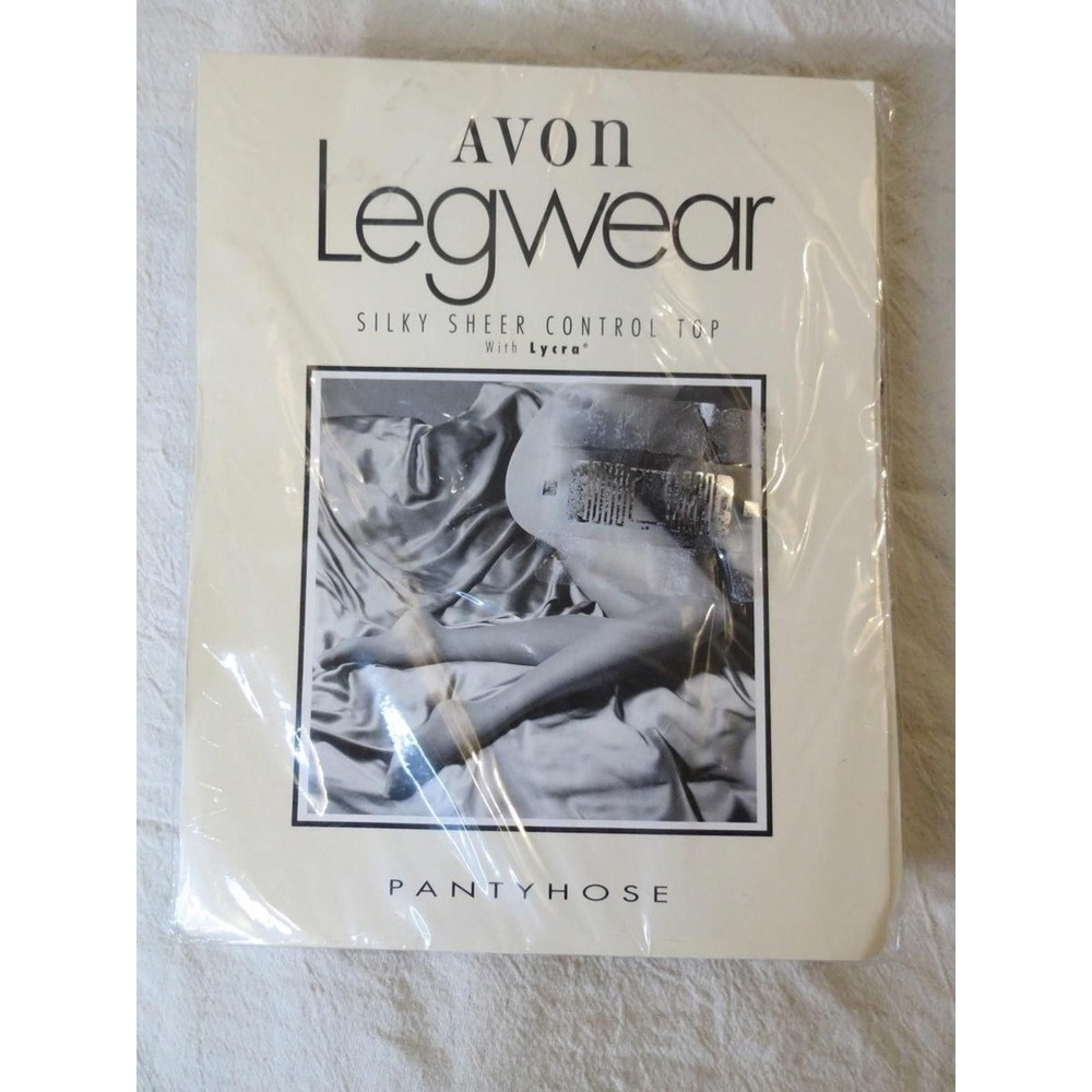 Avon Legwear Jet Black Silky Sheer Control Top Pantyhose Support Comfort Size C